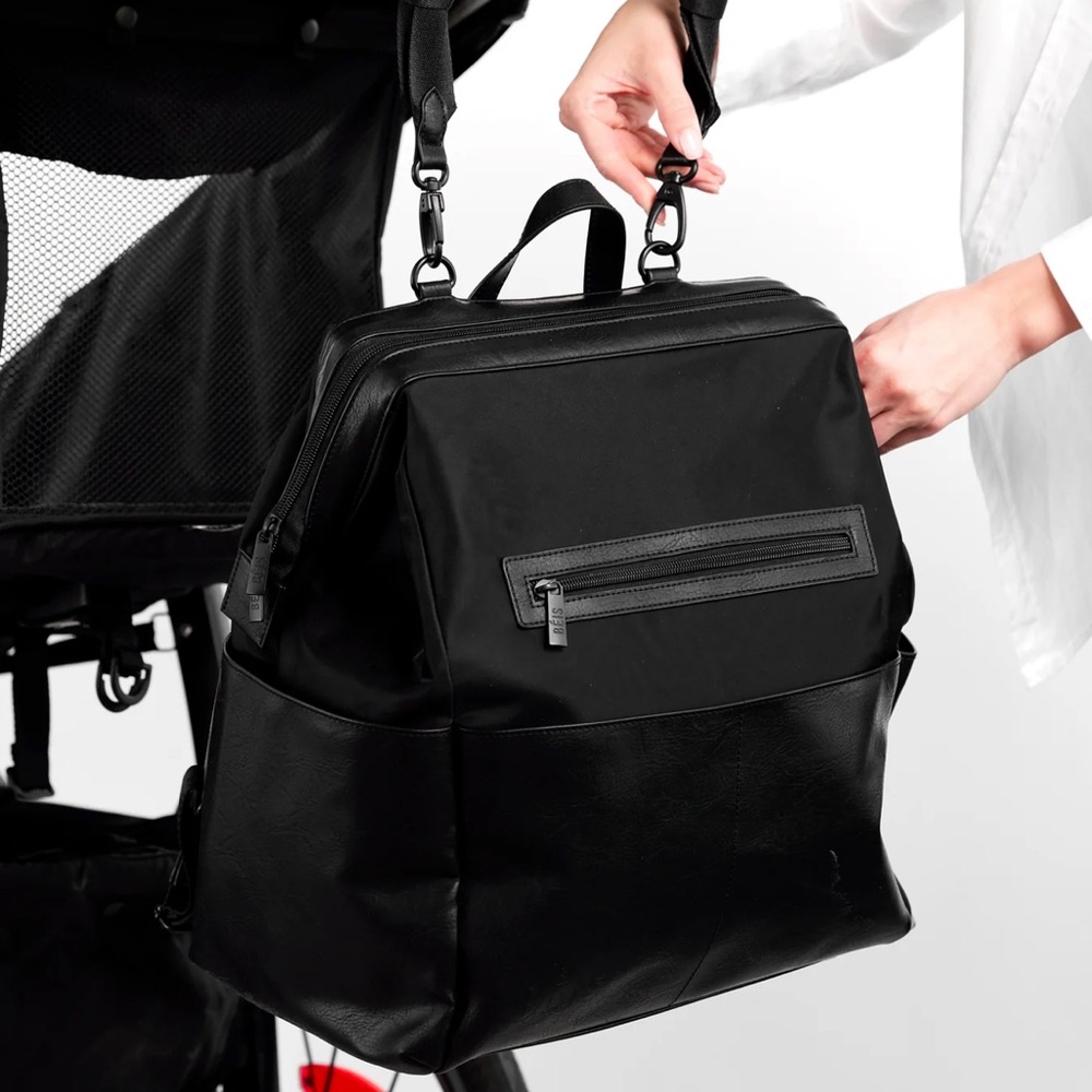 BEIS The Backpack Diaper Bag 
in Black (Gold Hardware)
